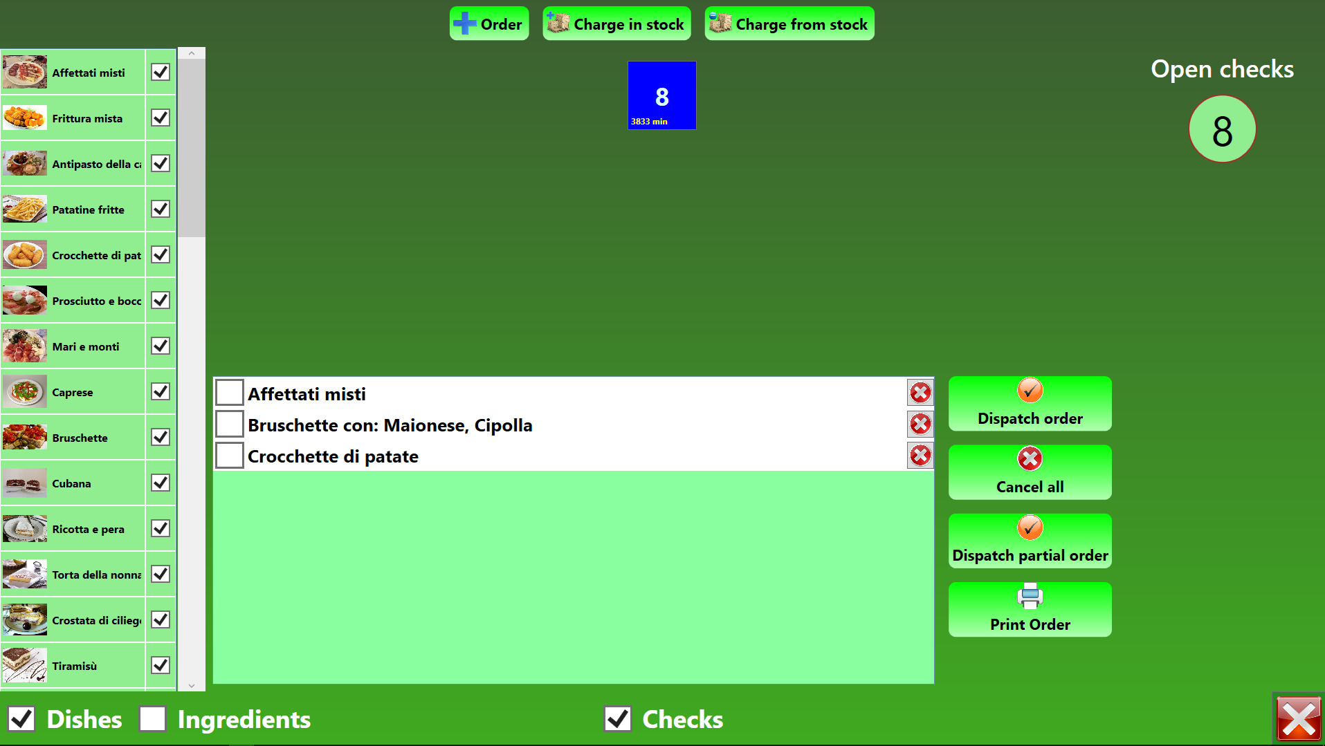 Interface de cuisine